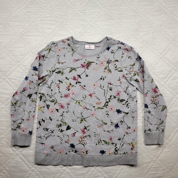 Quacker Factory Tops - Quacker Factory rhinestone embellished gray sweatshirt size M